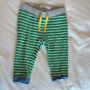Baby Boden Green Striped Baby Pants with Yellow Drawstring
